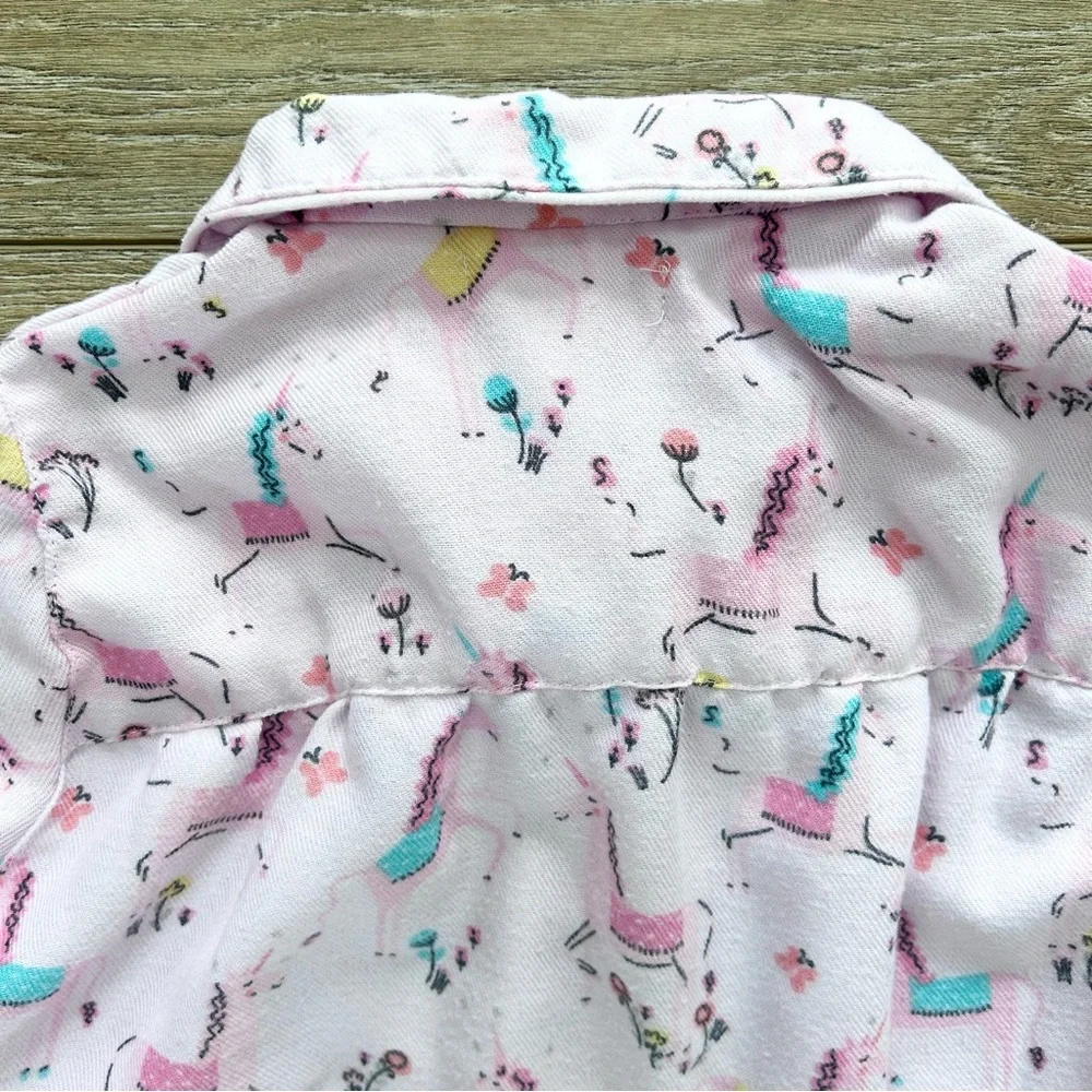 Pottery Barn Kids‎ Girls Nigh-shirt Nightgown Light Pink Unicorn Floral Sz 8